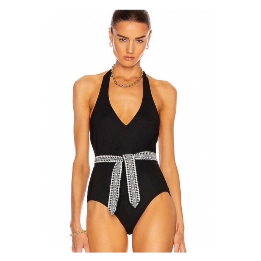 Lemlem Lena Belted One Piece Swimsuit.